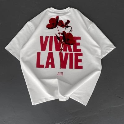 Erkek Ön ve Arka Baskılı T-Shirt Kısa Kol Bisiklet Yaka Regular Fit Tişört - Beyaz Erkek Ön ve Arka Baskılı T-Shirt Kısa Kol Bisiklet Yaka Regular Fit Tişört - Beyaz