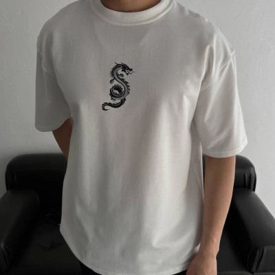 Erkek Ön ve Arka Baskılı T-Shirt Kısa Kol Bisiklet Yaka Regular Fit Tişört - Beyaz Erkek Ön ve Arka Baskılı T-Shirt Kısa Kol Bisiklet Yaka Regular Fit Tişört - Beyaz