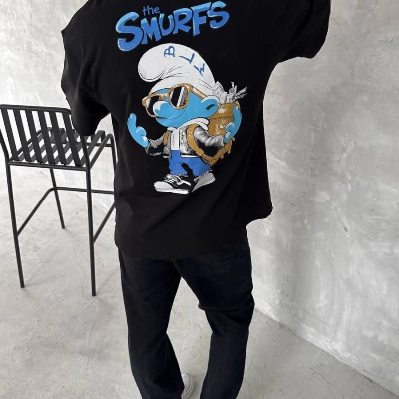 Erkek Ön ve Arka Baskılı T-Shirt Kısa Kol Bisiklet Yaka Regular Fit Tişört - Siyah Erkek Ön ve Arka Baskılı T-Shirt Kısa Kol Bisiklet Yaka Regular Fit Tişört - Siyah