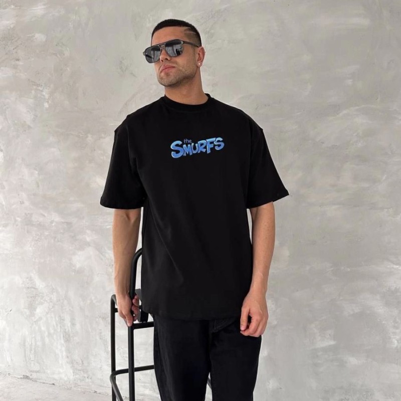Erkek Ön ve Arka Baskılı T-Shirt Kısa Kol Bisiklet Yaka Regular Fit Tişört - Siyah Erkek Ön ve Arka Baskılı T-Shirt Kısa Kol Bisiklet Yaka Regular Fit Tişört - Siyah
