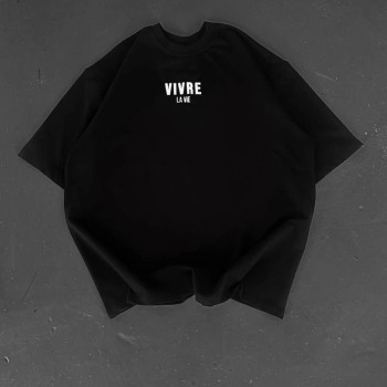 Erkek Ön ve Arka Baskılı T-Shirt Kısa Kol Bisiklet Yaka Regular Fit Tişört -  Siyah