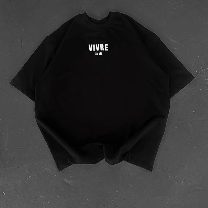 Erkek Ön ve Arka Baskılı T-Shirt Kısa Kol Bisiklet Yaka Regular Fit Tişört -  Siyah