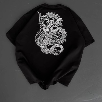 Erkek Ön ve Arka Baskılı T-Shirt Kısa Kol Bisiklet Yaka Regular Fit Tişört - Siyah Erkek Ön ve Arka Baskılı T-Shirt Kısa Kol Bisiklet Yaka Regular Fit Tişört - Siyah