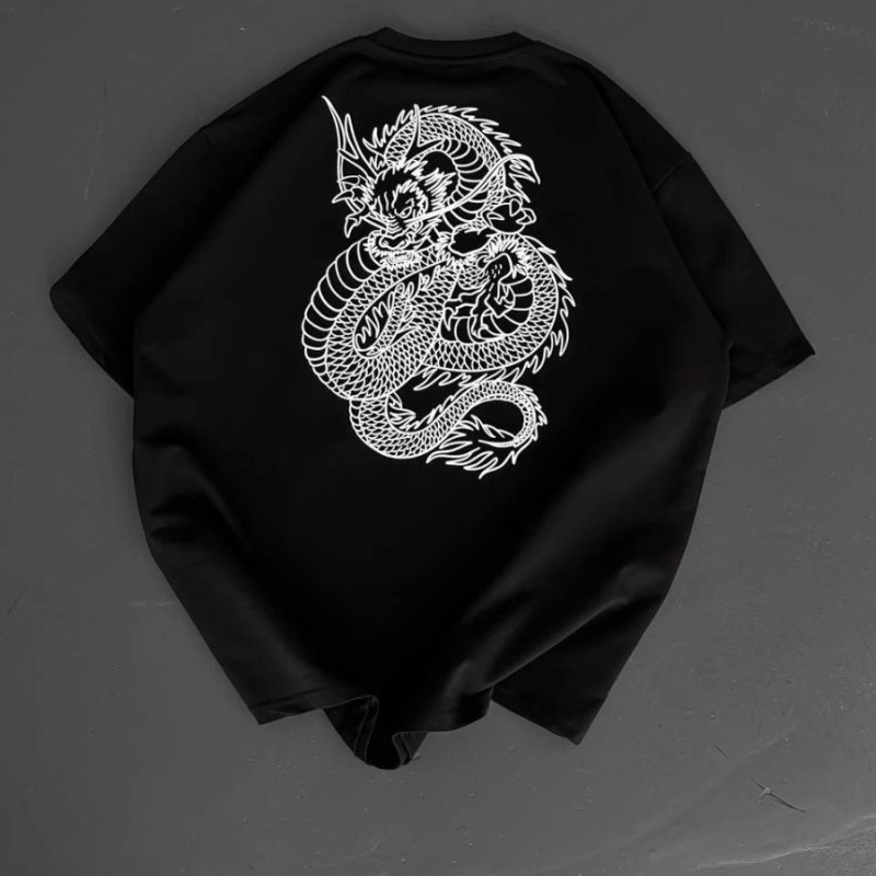 Erkek Ön ve Arka Baskılı T-Shirt Kısa Kol Bisiklet Yaka Regular Fit Tişört - Siyah Erkek Ön ve Arka Baskılı T-Shirt Kısa Kol Bisiklet Yaka Regular Fit Tişört - Siyah