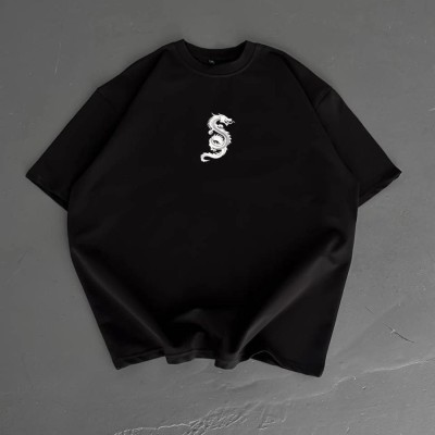 Erkek Ön ve Arka Baskılı T-Shirt Kısa Kol Bisiklet Yaka Regular Fit Tişört - Siyah Erkek Ön ve Arka Baskılı T-Shirt Kısa Kol Bisiklet Yaka Regular Fit Tişört - Siyah