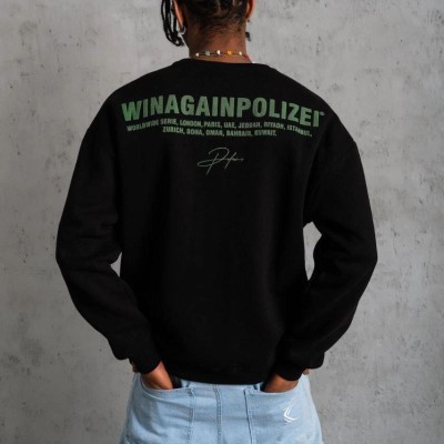 Erkek Oversize Sweatshirt Ön ve Sırt Baskılı 3 İplik Pamuklu - Siyah Erkek Oversize Sweatshirt Ön ve Sırt Baskılı 3 İplik Pamuklu - Siyah