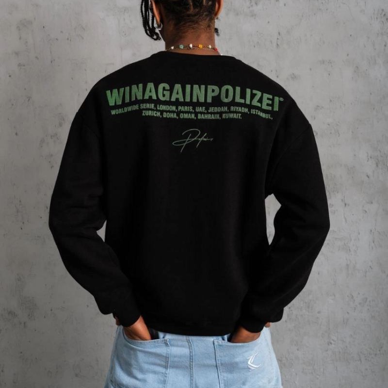 Erkek Oversize Sweatshirt Ön ve Sırt Baskılı 3 İplik Pamuklu - Siyah Erkek Oversize Sweatshirt Ön ve Sırt Baskılı 3 İplik Pamuklu - Siyah