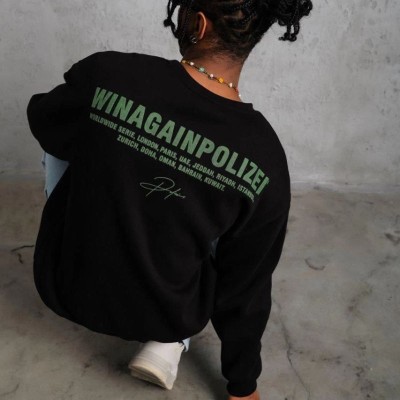 Erkek Oversize Sweatshirt Ön ve Sırt Baskılı 3 İplik Pamuklu - Siyah Erkek Oversize Sweatshirt Ön ve Sırt Baskılı 3 İplik Pamuklu - Siyah