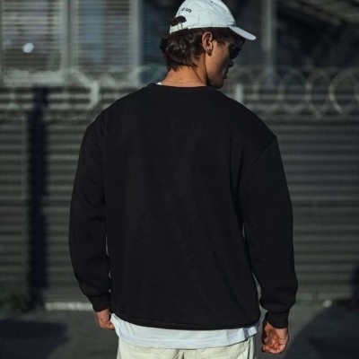 Erkek pamuklu Bisiklet Yaka 3 İplik Basic SweatShirt - Siyah Erkek pamuklu Bisiklet Yaka 3 İplik Basic SweatShirt - Siyah