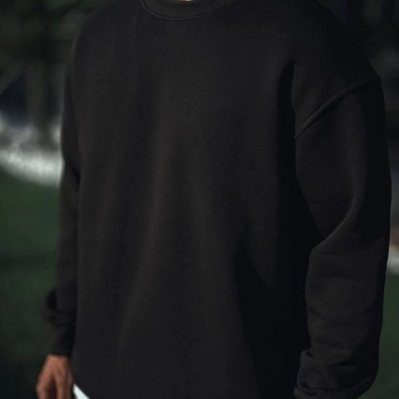 Erkek pamuklu Bisiklet Yaka 3 İplik Basic SweatShirt - Siyah Erkek pamuklu Bisiklet Yaka 3 İplik Basic SweatShirt - Siyah