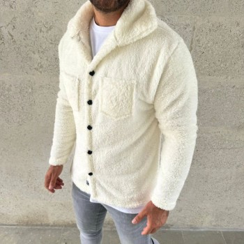 Erkek Pelüş Polar Hırka Gömlek Yakalı İlik Düğmeli Göğüs Cepli Yumuşak Dokulu - Beyaz Erkek Pelüş Polar Hırka Gömlek Yakalı İlik Düğmeli Göğüs Cepli Yumuşak Dokulu - Beyaz