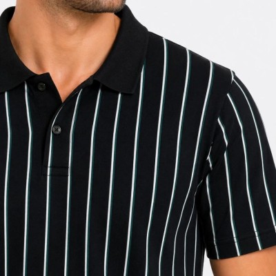 Erkek Pike Kumaş Çizgili Polo Yaka Tişört Kısa Kol Yazlık T-Shirt - Siyah Erkek Pike Kumaş Çizgili Polo Yaka Tişört Kısa Kol Yazlık T-Shirt - Siyah