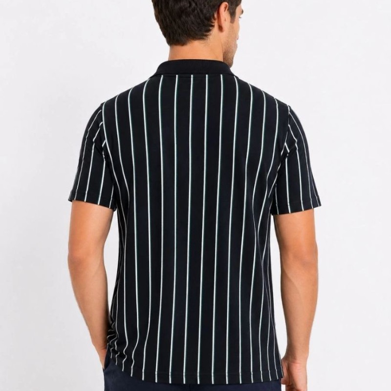 Erkek Pike Kumaş Çizgili Polo Yaka Tişört Kısa Kol Yazlık T-Shirt - Siyah Erkek Pike Kumaş Çizgili Polo Yaka Tişört Kısa Kol Yazlık T-Shirt - Siyah