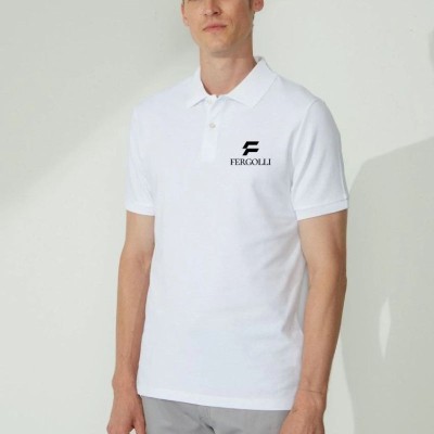 Erkek Pike Polo Yaka Tişört Düğmeli Baskılı T-Shirt - Beyaz Erkek Pike Polo Yaka Tişört Düğmeli Baskılı T-Shirt - Beyaz