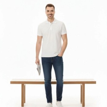 Erkek Polo Yaka Düğmeli Pike Kumaş Tişört Regular Fit Kısa Kol T-Shirt - Beyaz Erkek Polo Yaka Düğmeli Pike Kumaş Tişört Regular Fit Kısa Kol T-Shirt - Beyaz