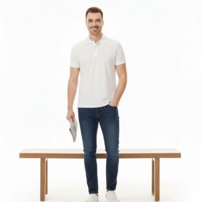 Erkek Polo Yaka Düğmeli Pike Kumaş Tişört Regular Fit Kısa Kol T-Shirt - Beyaz Erkek Polo Yaka Düğmeli Pike Kumaş Tişört Regular Fit Kısa Kol T-Shirt - Beyaz