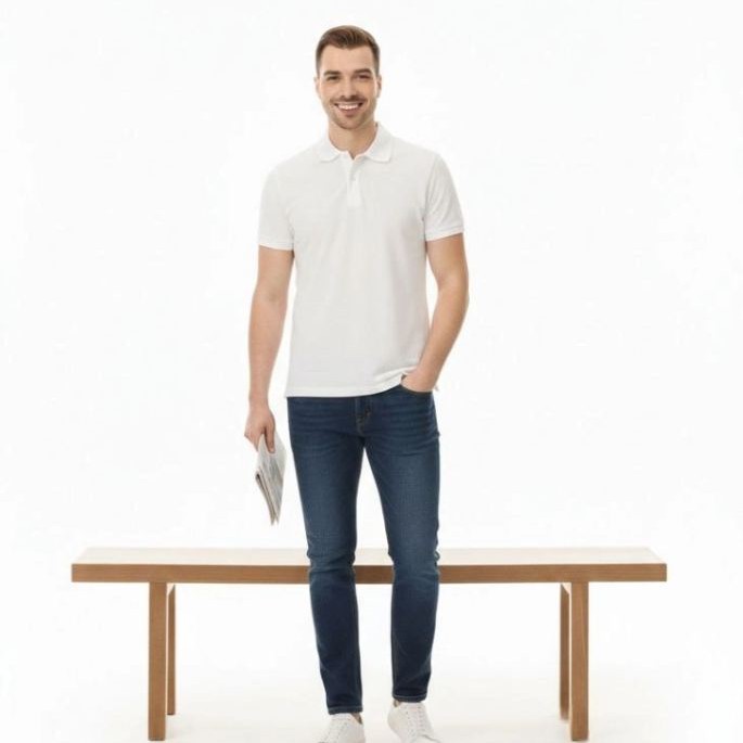 Erkek Polo Yaka Düğmeli Pike Kumaş Tişört Regular Fit Kısa Kol T-Shirt - Beyaz Erkek Polo Yaka Düğmeli Pike Kumaş Tişört Regular Fit Kısa Kol T-Shirt - Beyaz