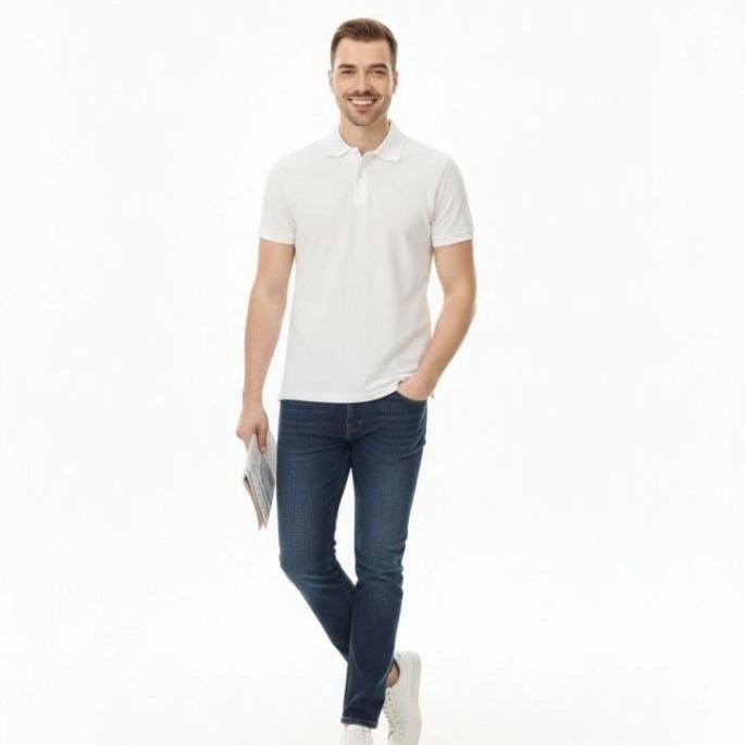 Erkek Polo Yaka Düğmeli Pike Kumaş Tişört Regular Fit Kısa Kol T-Shirt - Beyaz Erkek Polo Yaka Düğmeli Pike Kumaş Tişört Regular Fit Kısa Kol T-Shirt - Beyaz