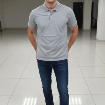 Erkek Polo Yaka Düğmeli Pike Kumaş Tişört Regular Fit Kısa Kol T-Shirt - Gri Erkek Polo Yaka Düğmeli Pike Kumaş Tişört Regular Fit Kısa Kol T-Shirt - Gri
