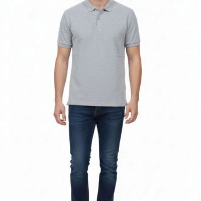 Erkek Polo Yaka Düğmeli Pike Kumaş Tişört Regular Fit Kısa Kol T-Shirt - Gri Erkek Polo Yaka Düğmeli Pike Kumaş Tişört Regular Fit Kısa Kol T-Shirt - Gri