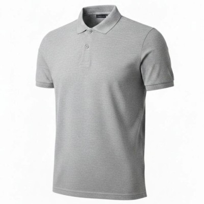 Erkek Polo Yaka Düğmeli Pike Kumaş Tişört Regular Fit Kısa Kol T-Shirt - Gri Erkek Polo Yaka Düğmeli Pike Kumaş Tişört Regular Fit Kısa Kol T-Shirt - Gri