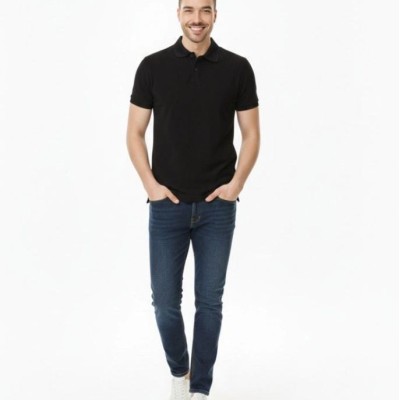 Erkek Polo Yaka Düğmeli Pike Kumaş Tişört Regular Fit Kısa Kol T-Shirt - Siyah Erkek Polo Yaka Düğmeli Pike Kumaş Tişört Regular Fit Kısa Kol T-Shirt - Siyah