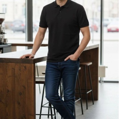 Erkek Polo Yaka Düğmeli Pike Kumaş Tişört Regular Fit Kısa Kol T-Shirt - Siyah Erkek Polo Yaka Düğmeli Pike Kumaş Tişört Regular Fit Kısa Kol T-Shirt - Siyah