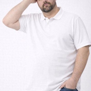 Erkek Polo Yaka Düğmeli Tişört Pike Kumaş Battal Beden Kısa Kol T-Shirt - Beyaz Erkek Polo Yaka Düğmeli Tişört Pike Kumaş Battal Beden Kısa Kol T-Shirt - Beyaz