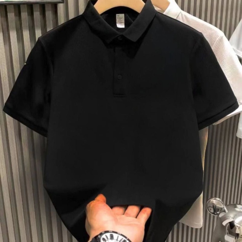 Erkek Polo Yaka Tişört Düğmeli Pike Düz T-Shirt - Siyah Erkek Polo Yaka Tişört Düğmeli Pike Düz T-Shirt - Siyah