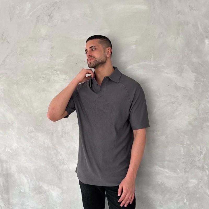 Erkek Polo Yaka Tişört Patlı Kısa Kol Yazlık T-shirt - Antrasit Erkek Polo Yaka Tişört Patlı Kısa Kol Yazlık T-shirt - Antrasit