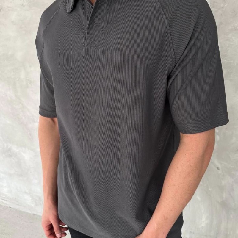 Erkek Polo Yaka Tişört Patlı Kısa Kol Yazlık T-shirt - Antrasit Erkek Polo Yaka Tişört Patlı Kısa Kol Yazlık T-shirt - Antrasit