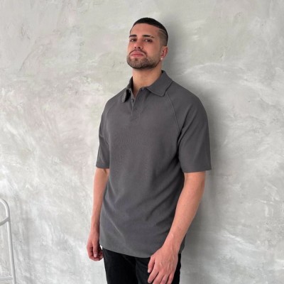 Erkek Polo Yaka Tişört Patlı Kısa Kol Yazlık T-shirt - Antrasit Erkek Polo Yaka Tişört Patlı Kısa Kol Yazlık T-shirt - Antrasit