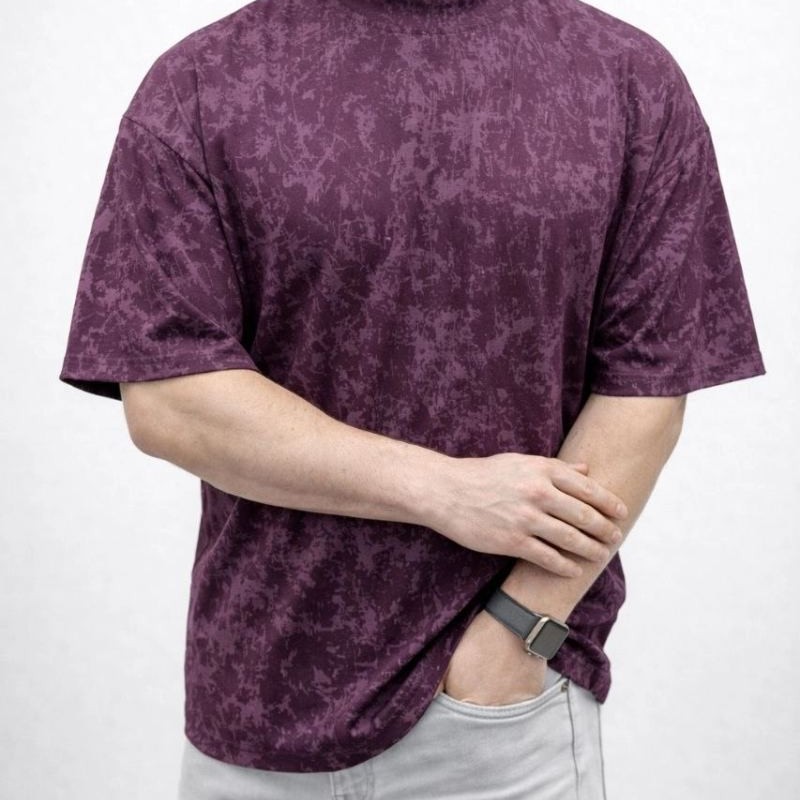 Erkek Premium Tişört OSY Yumuşak Dokulu Yıkamalı Oversize T-Shirt - Bordo Erkek Premium Tişört OSY Yumuşak Dokulu Yıkamalı Oversize T-Shirt - Bordo