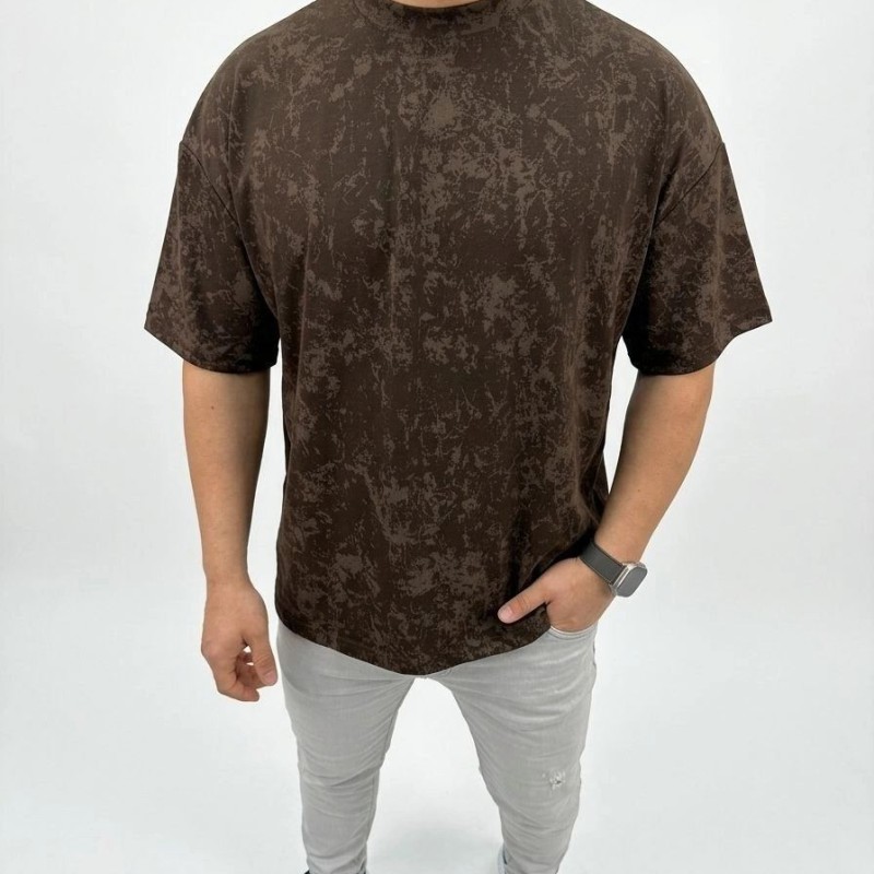 Erkek Premium Tişört OSY Yumuşak Dokulu Yıkamalı Oversize T-Shirt - Kahverengi Erkek Premium Tişört OSY Yumuşak Dokulu Yıkamalı Oversize T-Shirt - Kahverengi