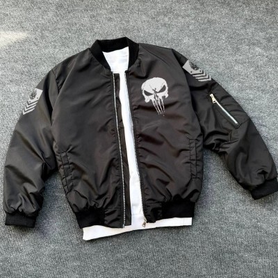 ERKEK Siyah Askeri Tarz Bomber Mont Punisher Skull Detaylı Fermuarlı Cepli - Siyah ERKEK Siyah Askeri Tarz Bomber Mont Punisher Skull Detaylı Fermuarlı Cepli - Siyah
