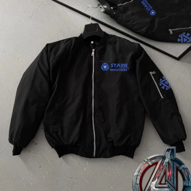 ERKEK Stark Industries Siyah Bomber Mont Fermuarlı Cepli Uzun Kollu Kapitone - Siyah ERKEK Stark Industries Siyah Bomber Mont Fermuarlı Cepli Uzun Kollu Kapitone - Siyah