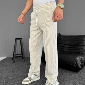 Erkek Su Yolu Çizgili Cepli Pantalon - Bej Erkek Su Yolu Çizgili Cepli Pantalon - Bej