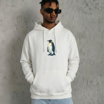 Erkek Survivor Penguin Baskılı 3 İplik Pamuklu Kapüşonlu Sweatshirt Hoodie Beyaz Erkek Survivor Penguin Baskılı 3 İplik Pamuklu Kapüşonlu Sweatshirt Hoodie Beyaz