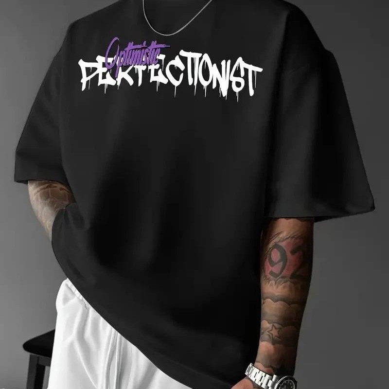 Erkek T-shirt Baskılı Bisiklet Yaka Kısa Kol Tişört - Siyah Erkek T-shirt Baskılı Bisiklet Yaka Kısa Kol Tişört - Siyah