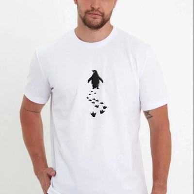 Erkek T-Shirt Nihilist Penguen Baskılı Bisiklet Yaka Kısa kol yazlık Tişört - Beyaz Erkek T-Shirt Nihilist Penguen Baskılı Bisiklet Yaka Kısa kol yazlık Tişört - Beyaz