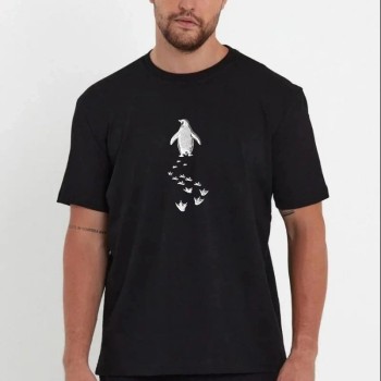 Erkek T-Shirt Nihilist Penguen Baskılı Bisiklet Yaka Kısa kol yazlık Tişört - Siyah Erkek T-Shirt Nihilist Penguen Baskılı Bisiklet Yaka Kısa kol yazlık Tişört - Siyah