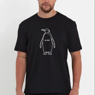 Erkek T-Shirt Nihilist Penguen Baskılı Bisiklet Yaka Kısa kol yazlık Tişört - Siyah Erkek T-Shirt Nihilist Penguen Baskılı Bisiklet Yaka Kısa kol yazlık Tişört - Siyah