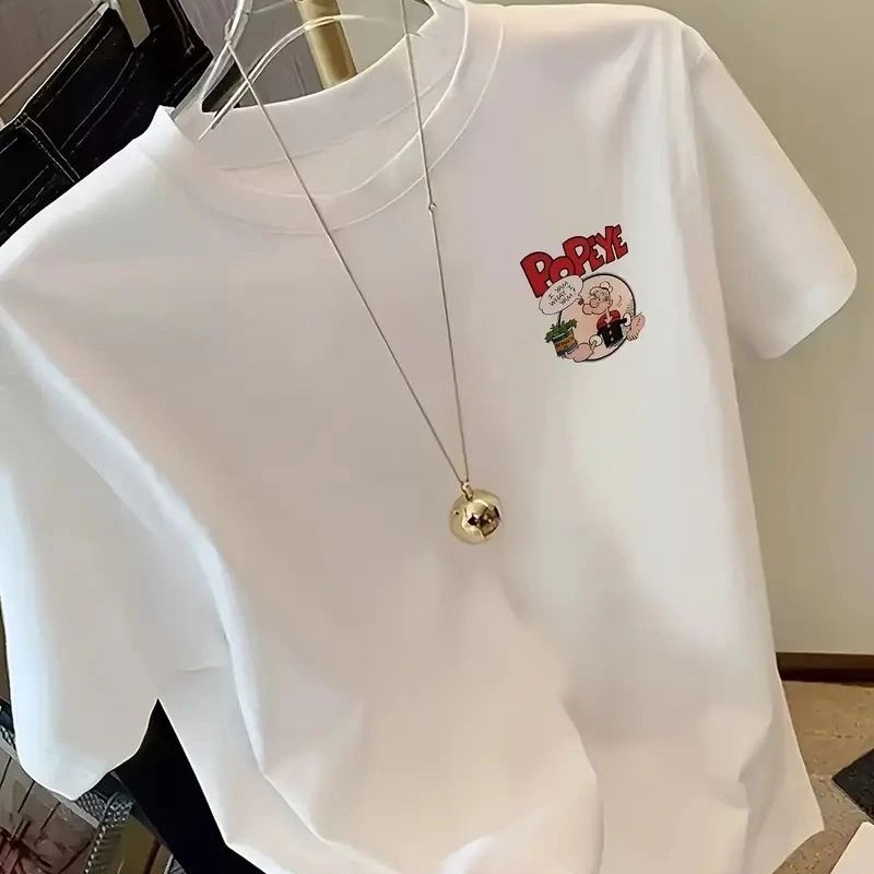 Erkek T-Shirt Oversize Kısa kol Tişört Popeye Baskılı - Beyaz Erkek T-Shirt Oversize Kısa kol Tişört Popeye Baskılı - Beyaz
