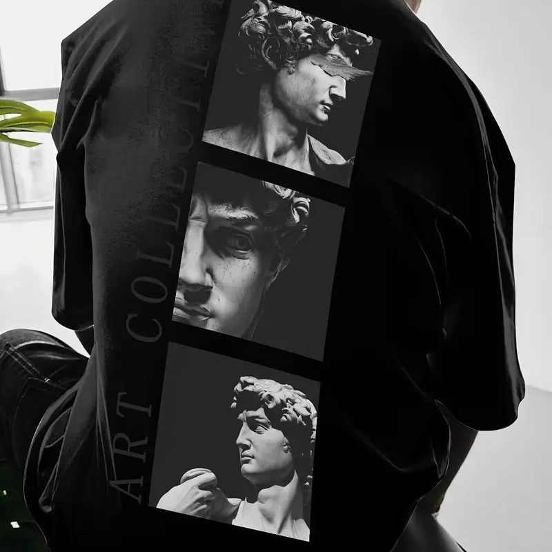 Erkek T-Shirt Sokak Stili Baskılı Kısa kol Tişört - Siyah Erkek T-Shirt Sokak Stili Baskılı Kısa kol Tişört - Siyah