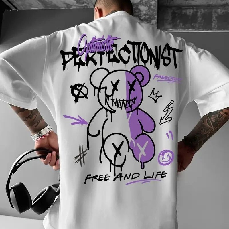Erkek Tişört Baskılı Bisiklet Yaka Kısa kol t-shirt - Beyaz Erkek Tişört Baskılı Bisiklet Yaka Kısa kol t-shirt - Beyaz