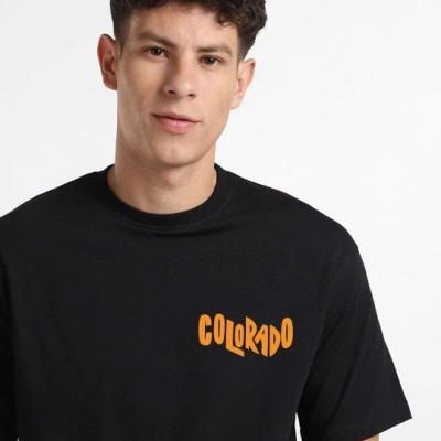 Erkek Tişört Baskılı Oversize Kısa kol T-shirt - Siyah Erkek Tişört Baskılı Oversize Kısa kol T-shirt - Siyah