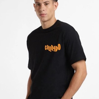 Erkek Tişört Baskılı Oversize Kısa kol T-shirt - Siyah Erkek Tişört Baskılı Oversize Kısa kol T-shirt - Siyah