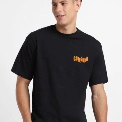 Erkek Tişört Baskılı Oversize Kısa kol T-shirt - Siyah Erkek Tişört Baskılı Oversize Kısa kol T-shirt - Siyah