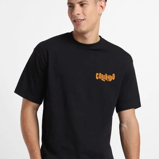 Erkek Tişört Baskılı Oversize Kısa kol T-shirt - Siyah Erkek Tişört Baskılı Oversize Kısa kol T-shirt - Siyah