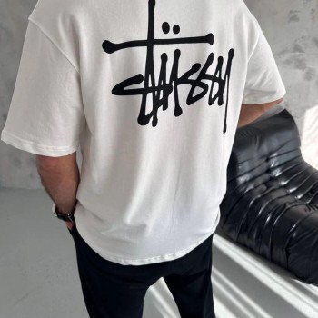 Erkek Tişört Bisiklet Yaka Baskılı Oversize Kısa kol T-Shirt - Beyaz Erkek Tişört Bisiklet Yaka Baskılı Oversize Kısa kol T-Shirt - Beyaz